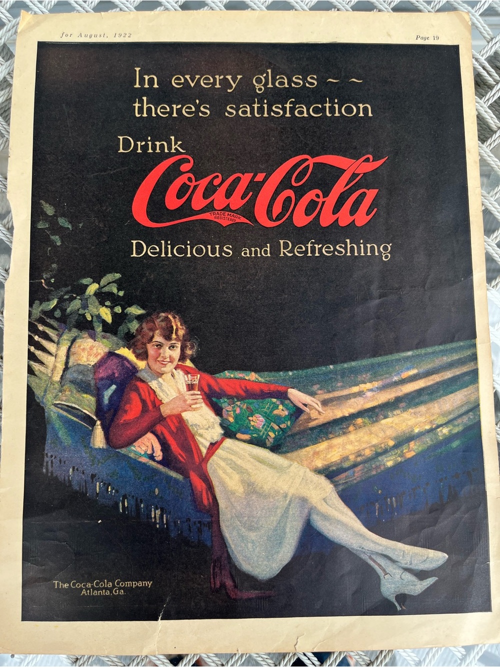 1922 Antique Coca Cola Advertising In Woman’s World Magazine